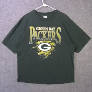 Vintage Green Bay Packers Shirt Mens XXL Green NFL Football Graphic Tee 90s